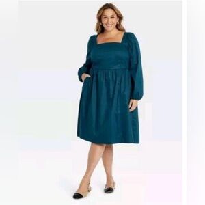 Ava & Viv Teal Long Sleeve Dress